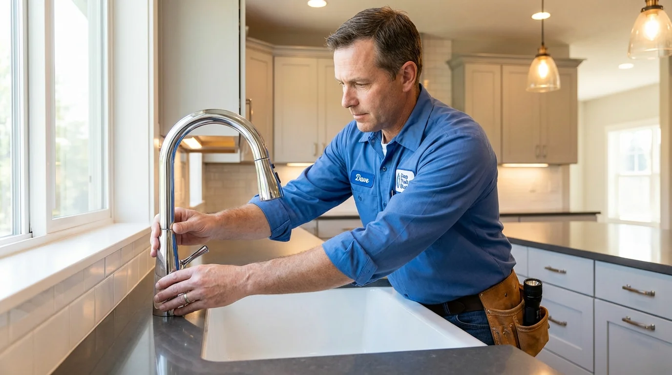 Kitchen faucet installation by Johns Plumbing LLC in North Andover