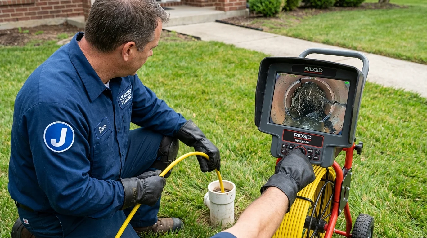Sewer camera inspection being performed by Johns Plumbing LLC in North Andover